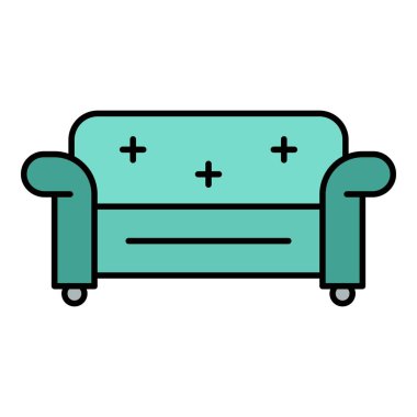 Sandalye koltuğu simgesi renk ana hatları vektörü