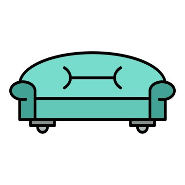 Klasik kanepe simgesi renk ana hatları vektörü