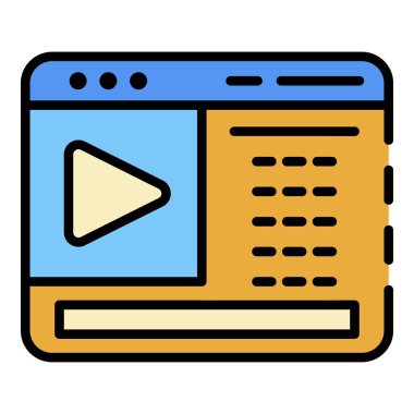 Web video günlüğü sayfa simgesi renk ana hatları vektörü