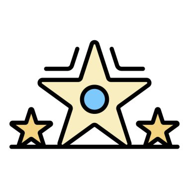 Yıldız video günlük simgesi renk ana hatları vektörü