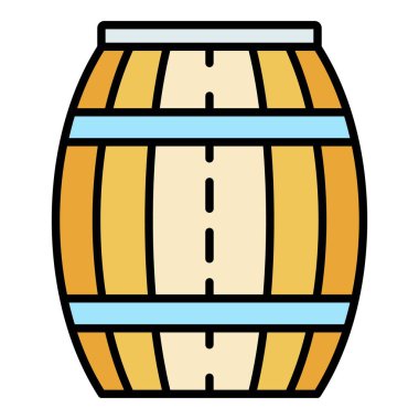 Tahta bal varili simgesi renk ana hatları vektörü