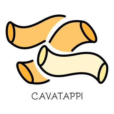 Cavatappi makarna simgesi renk ana hatları vektörü