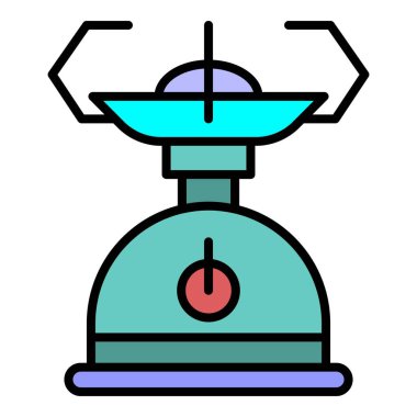 Açık kamp brülörü simgesi renk ana hatları vektörü