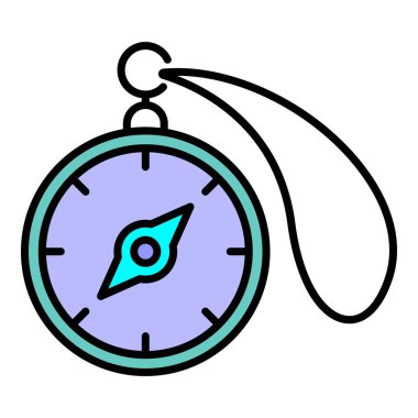 Kamp pusula simgesi renk ana hatları vektörü