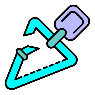 Üçgen karabina simgesi renk ana hatları vektörü