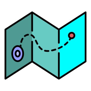 Kamp yolu haritası renk ana hatları vektörü