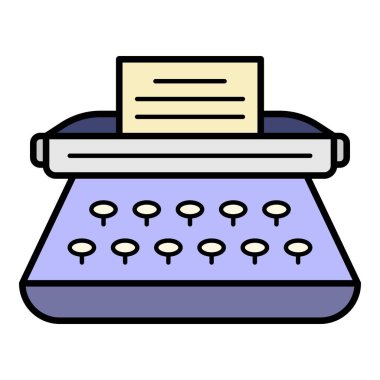 Klasik daktilo simgesi renk ana hatları vektörü