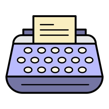 Ofis daktilo simgesi renk ana hatları vektörü