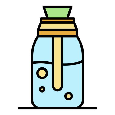 Aloe jel şişe simgesi renk ana hatları vektörü