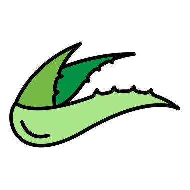 Aloe yaprak simgesi renk ana hatları vektörü