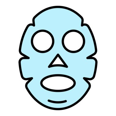 Aloe vera yüz maskesi simgesi renk dış hat vektörü