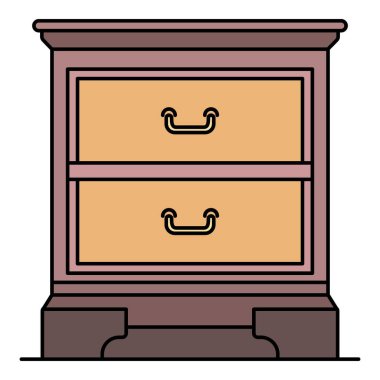 Nightstand simgesi renk ana hatları vektörü
