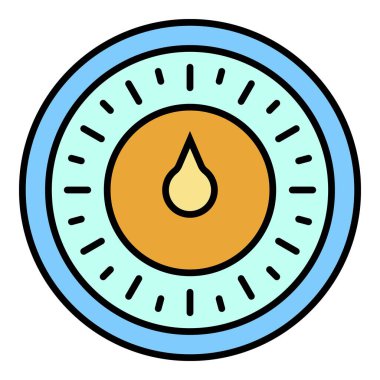 Yuvarlak retro zaman simgesi renk ana hatları vektörü