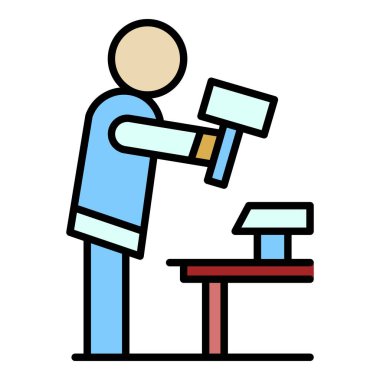 Örs adam çalışma simgesi renk ana hatları vektörü