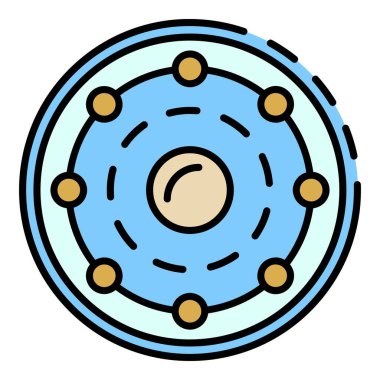 Örs Yuvarlak Kalkan çalışma simgesi renk ana hatları vektörü