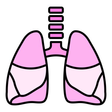 İnsan ciğerleri simge rengi dış hat vektörü