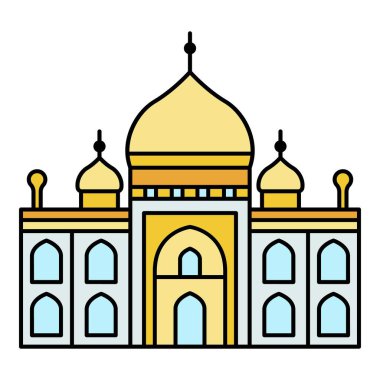 Müslüman tapınağı simgesi renk ana hatları vektörü