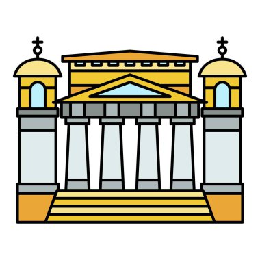 Modern kilise simgesi renk ana hatları vektörü