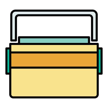 Büyük beslenme çantası simgesi renk ana hatları vektörü