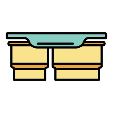 Çift beslenme kutusu simgesi renk ana hatları vektörü