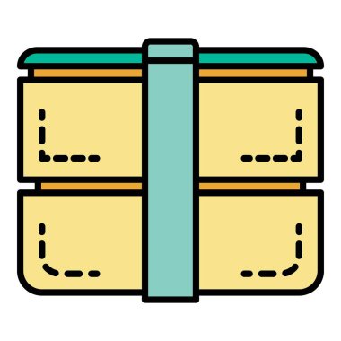 Açık hava beslenme çantası simgesi renk ana hatları vektörü