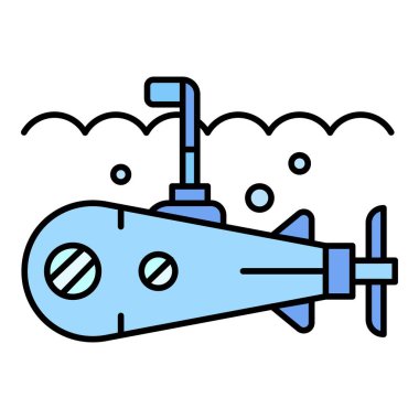 Deniz altı periskop simgesi renk dış hat vektörü