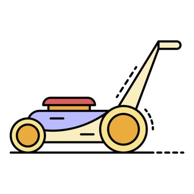 Motor çim kesicisi simge renk ana hatları vektörü