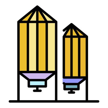 Viski rezervi fabrika simgesi renk ana hatları vektörü