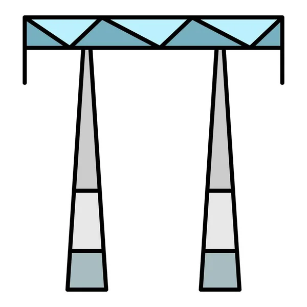 Ac torre elétrica ícone cor contorno vetor — Vetor de Stock