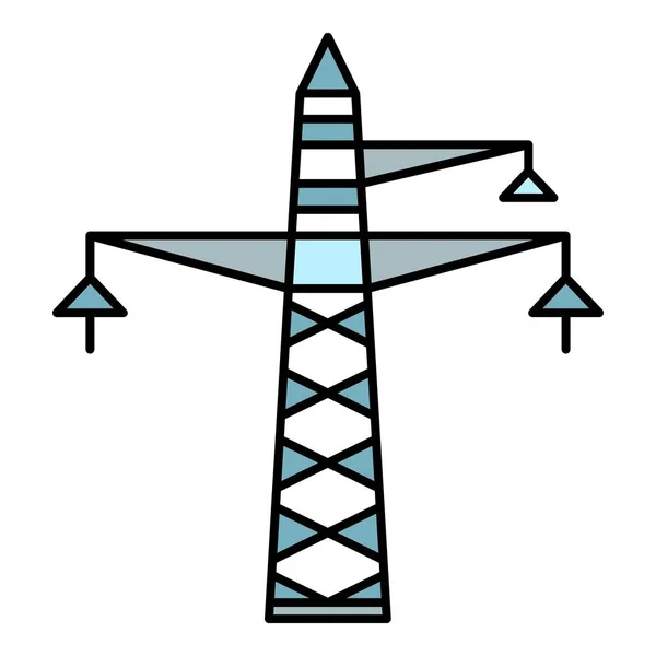 Stad elektrische toren pictogram kleur overzicht vector — Stockvector