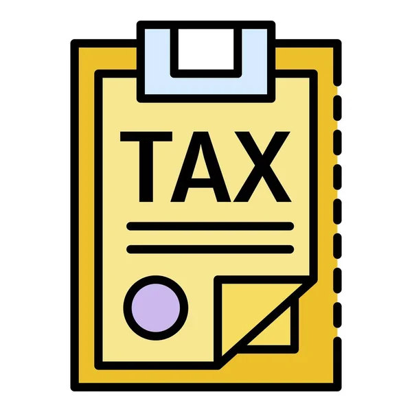 Tax 체크 아이콘 색 윤곽 벡터 — 스톡 벡터