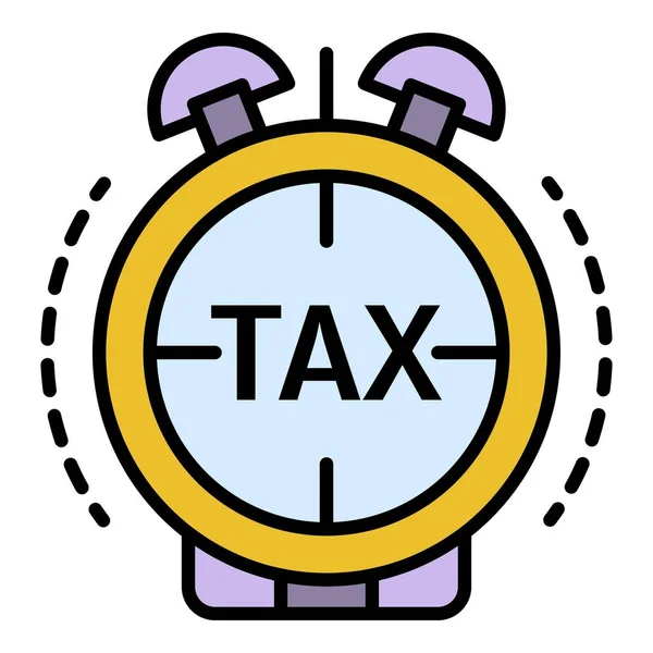 Вектор контура цвета значка времени налоговой тревоги — стоковый вектор