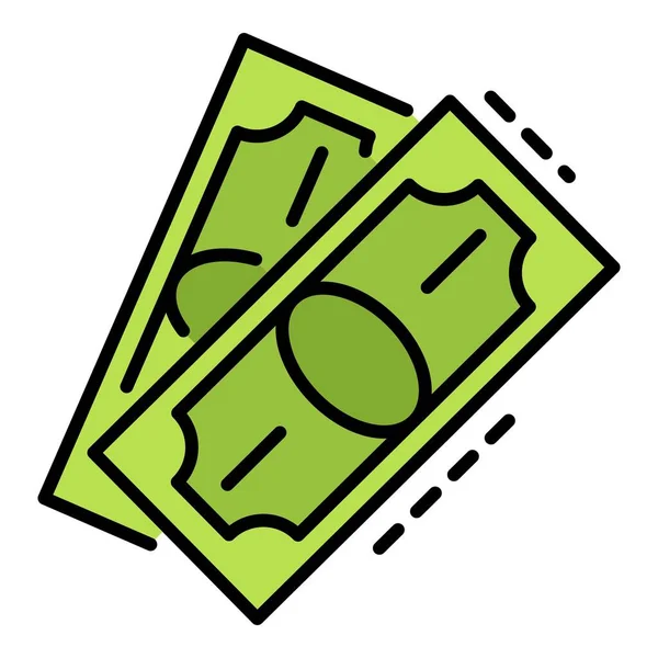 美元钞票纸图标彩色轮廓矢量 — 图库矢量图片