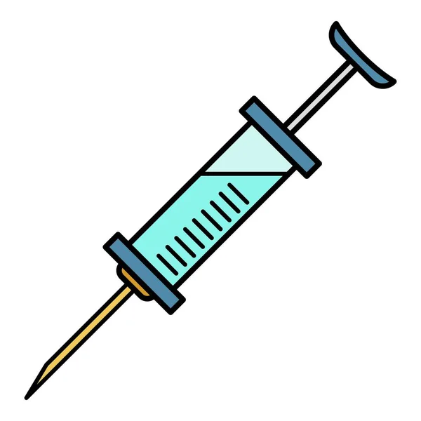 医用注射器图标颜色轮廓矢量 — 图库矢量图片