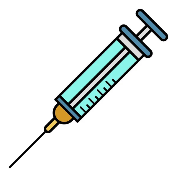 Injektionsspritze Symbol Farbe Umrissvektor — Stockvektor