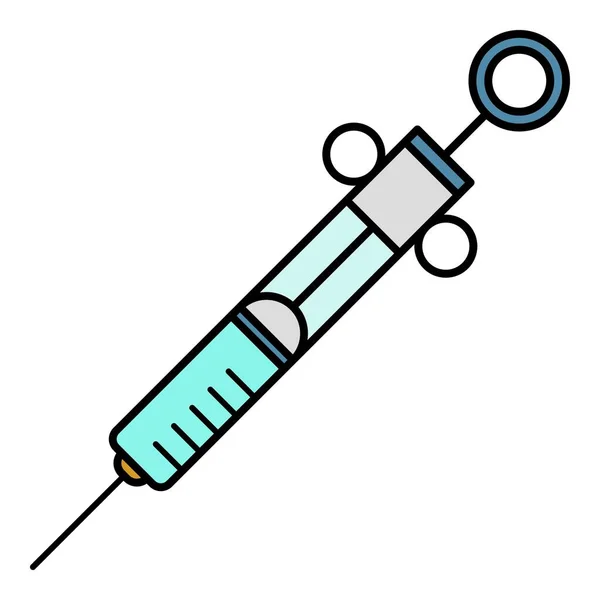 Insulinspritze Symbol Farbe Umrissvektor — Stockvektor