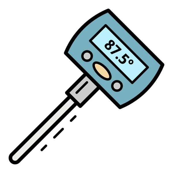 Vector de contorno de color icono de termómetro de una barra — Vector de stock