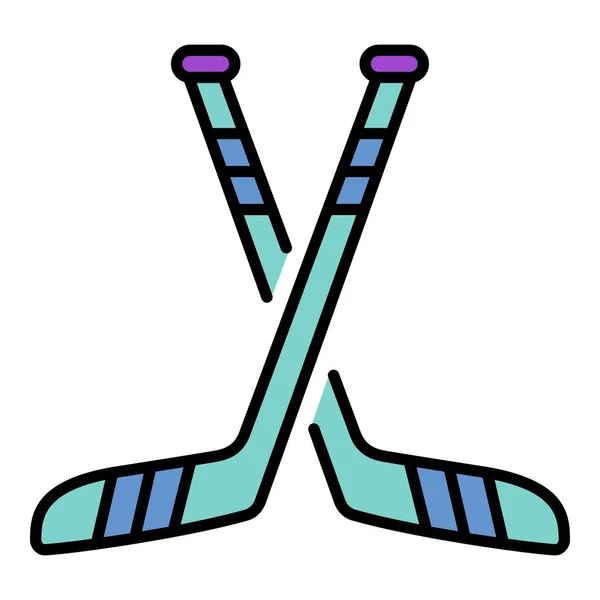 Перехрещений вектор кольору піктограми хокейної палички — стоковий вектор