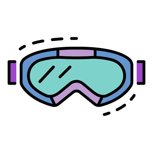 Skibrille Symbol Farbe Umrissvektor — Stockvektor