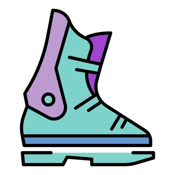 Bota esquí icono color contorno vector — Archivo Imágenes Vectoriales