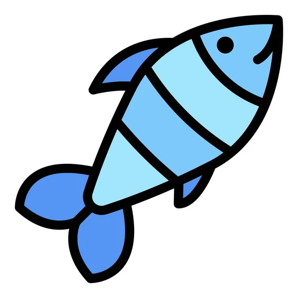 Ícone de peixe do mar vetor de contorno de cor — Vetor de Stock