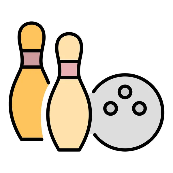 Bowling Ereignis Symbol Farbe Umrissvektor — Stockvektor