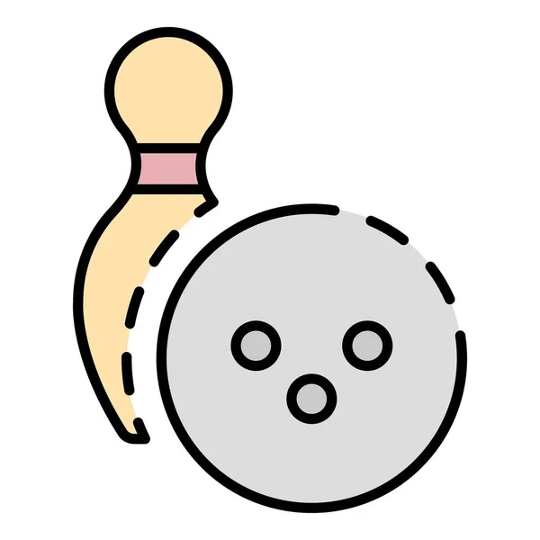 Bowling ligue icône couleur contour vecteur — Image vectorielle