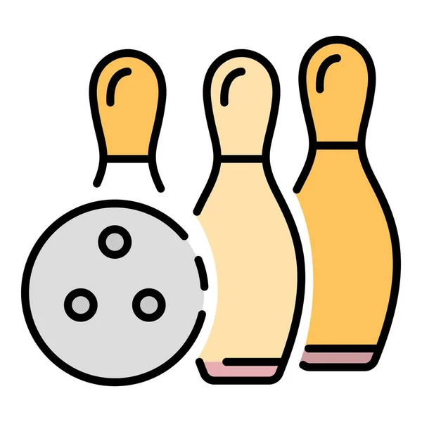 Bowling icône de victoire couleur contour vecteur — Image vectorielle