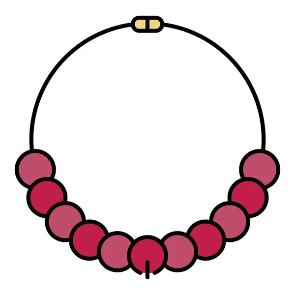 Moda collar de perlas icono color contorno vector — Vector de stock