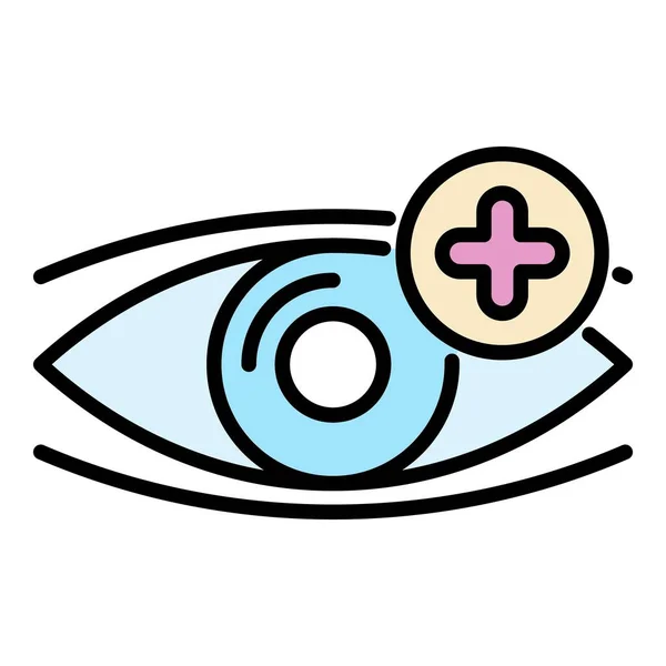 Eye plus visie pictogram kleur omtrek vector — Stockvector