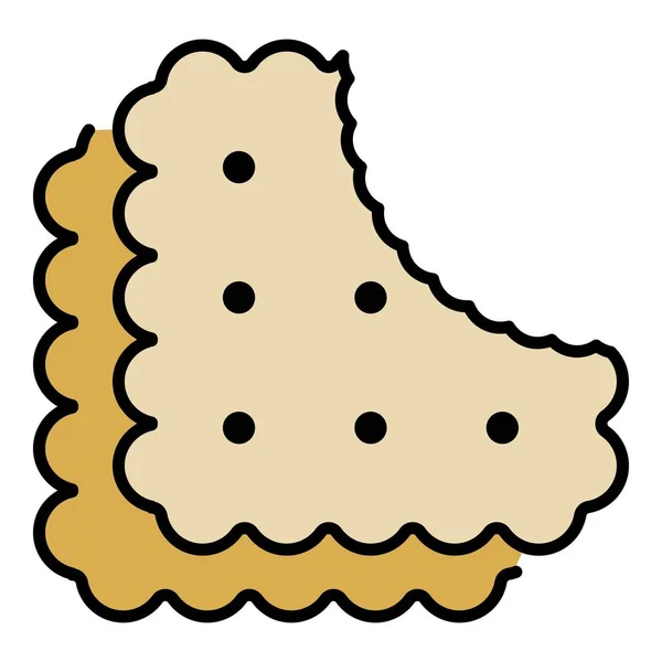 Bijt biscuit pictogram kleur omtrek vector — Stockvector