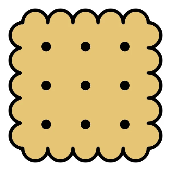 Biscoito quadrado ícone cor contorno vetor — Vetor de Stock