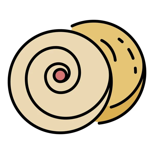 Creme-Cookie-Symbol Farbe Umrissvektor — Stockvektor