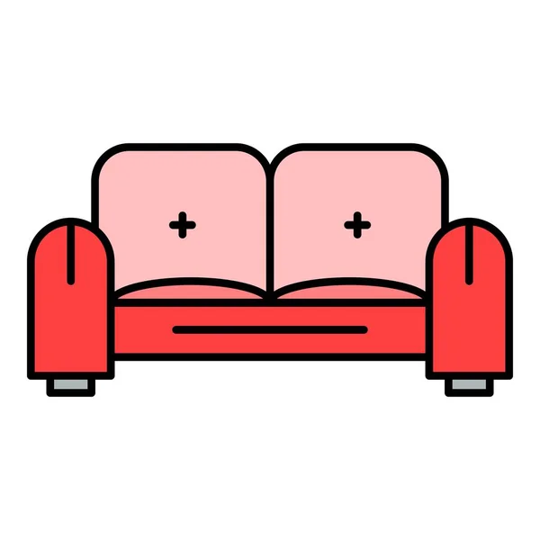 Sofa-Symbol Farbe Umrissvektor — Stockvektor